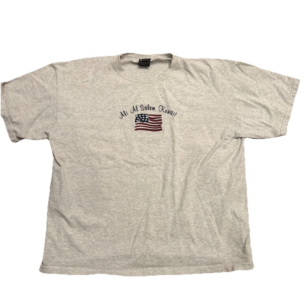 Vintage Ali Al Salem Kuwait T-Shirt USA Flag Graphic Tee XXL